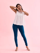 Load image into Gallery viewer, Go Colors Turquoise Blue Cotton Stretch Churidar
