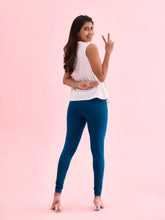 Load image into Gallery viewer, Go Colors Turquoise Blue Cotton Stretch Churidar
