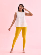 Load image into Gallery viewer, Go Colors Yellow Cotton Stretch Churidar
