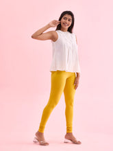 Load image into Gallery viewer, Go Colors Yellow Cotton Stretch Churidar
