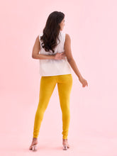 Load image into Gallery viewer, Go Colors Yellow Cotton Stretch Churidar
