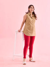 Load image into Gallery viewer, Go Colors Dark Red Nylon Stretch Shimmer Churidar
