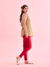 Load image into Gallery viewer, Go Colors Dark Red Nylon Stretch Shimmer Churidar
