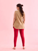 Load image into Gallery viewer, Go Colors Dark Red Nylon Stretch Shimmer Churidar
