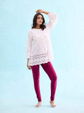 Load image into Gallery viewer, Go Colors Dark Rose Nylon Stretch Shimmer Churidar
