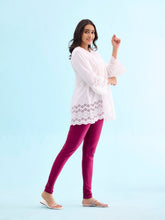 Load image into Gallery viewer, Go Colors Dark Rose Nylon Stretch Shimmer Churidar
