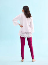 Load image into Gallery viewer, Go Colors Dark Rose Nylon Stretch Shimmer Churidar
