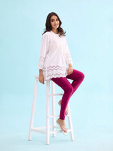 Load image into Gallery viewer, Go Colors Dark Rose Nylon Stretch Shimmer Churidar
