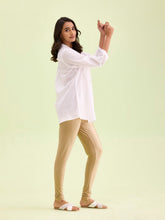 Load image into Gallery viewer, Go Colors Deep Gold Nylon Stretch Shimmer Churidar
