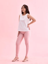 Load image into Gallery viewer, Go Colors Dusty Rose Nylon Stretch Shimmer Churidar
