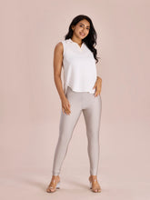 Load image into Gallery viewer, Go Colors Silver Nylon Stretch Shimmer Churidar
