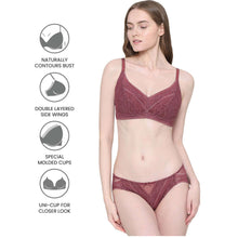 Load image into Gallery viewer, Wacoal Lucy Padded Non-Wired 3/4th Cup Bridal Wear Medium coverage Fashion Bra - Burgandy LCB258
