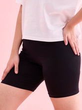 Load image into Gallery viewer, Go Colors Black Cotton Stretch Cycling Shorts
