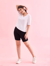 Load image into Gallery viewer, Go Colors Black Cotton Stretch Cycling Shorts
