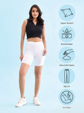 Load image into Gallery viewer, Go Colors White Cotton Stretch Cycling Shorts
