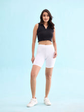 Load image into Gallery viewer, Go Colors White Cotton Stretch Cycling Shorts
