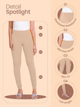 Load image into Gallery viewer, Go Colors Dark Beige Cotton Stretch Churidar
