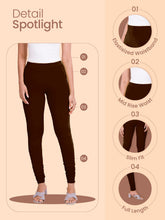 Load image into Gallery viewer, Go Colors Dark Brown Cotton Stretch Churidar
