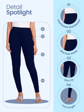 Load image into Gallery viewer, Go Colors Navy Cotton Stretch Churidar

