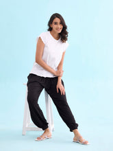 Load image into Gallery viewer, Go Colors Black Viscose Stretch Harems
