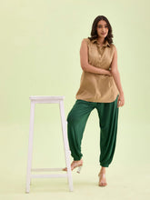 Load image into Gallery viewer, Go Colors Dark Green Viscose Stretch Harems
