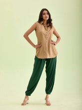 Load image into Gallery viewer, Go Colors Dark Green Viscose Stretch Harems
