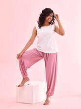 Load image into Gallery viewer, Go Colors Light Wine Viscose Stretch Harems

