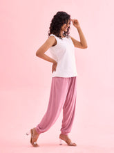 Load image into Gallery viewer, Go Colors Light Wine Viscose Stretch Harems
