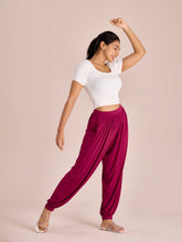 Load image into Gallery viewer, Go Colors Medium Violet Viscose Stretch Harems
