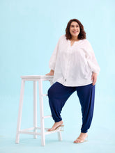 Load image into Gallery viewer, Go Colors Navy Viscose Stretch Harems

