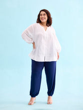 Load image into Gallery viewer, Go Colors Navy Viscose Stretch Harems
