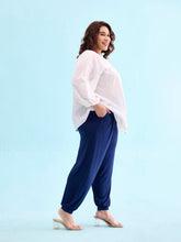 Load image into Gallery viewer, Go Colors Navy Viscose Stretch Harems

