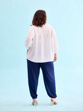 Load image into Gallery viewer, Go Colors Navy Viscose Stretch Harems

