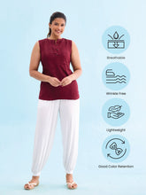 Load image into Gallery viewer, Go Colors White Viscose Stretch Harems
