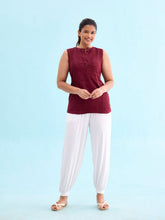 Load image into Gallery viewer, Go Colors White Viscose Stretch Harems
