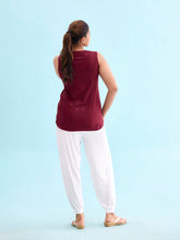 Load image into Gallery viewer, Go Colors White Viscose Stretch Harems
