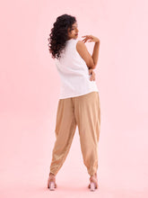 Load image into Gallery viewer, Go Colors Gold Woven Viscose Harem Dhoti Pant
