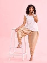 Load image into Gallery viewer, Go Colors Gold Woven Viscose Harem Dhoti Pant
