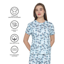 Load image into Gallery viewer, Wacoal Women’s Snooze Club Short sleeve Full Length Comfort Fit Pure Cotton Pajama Set-Blue LI09A01
