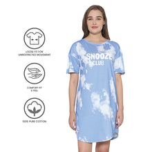 Load image into Gallery viewer, Wacoal Women’s Snooze Club Short sleeve Calf Length Comfort Fit Pure Cotton Night Dress-Blue LI09A02

