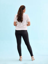 Load image into Gallery viewer, Go Colors Black Cotton Poly Stretch Knit Jeggings

