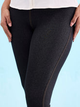 Load image into Gallery viewer, Go Colors Black Cotton Poly Stretch Knit Jeggings

