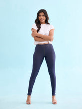 Load image into Gallery viewer, Go Colors Blue Cotton Poly Stretch Knit Jeggings
