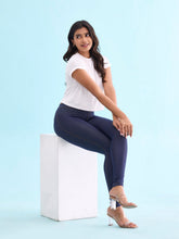 Load image into Gallery viewer, Go Colors Blue Cotton Poly Stretch Knit Jeggings
