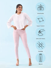 Load image into Gallery viewer, Go Colors Baby Pink Cotton Polyester Super Stretch Jeggings
