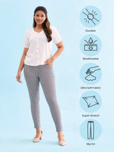 Load image into Gallery viewer, Go Colors Black Cotton Poly Stretch Stripes Printed Jeggings
