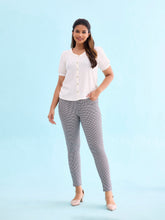 Load image into Gallery viewer, Go Colors Black Cotton Poly Stretch Stripes Printed Jeggings

