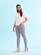 Load image into Gallery viewer, Go Colors Black Cotton Poly Stretch Stripes Printed Jeggings
