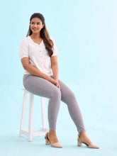 Load image into Gallery viewer, Go Colors Black Cotton Poly Stretch Stripes Printed Jeggings
