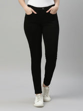 Load image into Gallery viewer, Go Colors Black Cotton Polyester Super Stretch Jeggings
